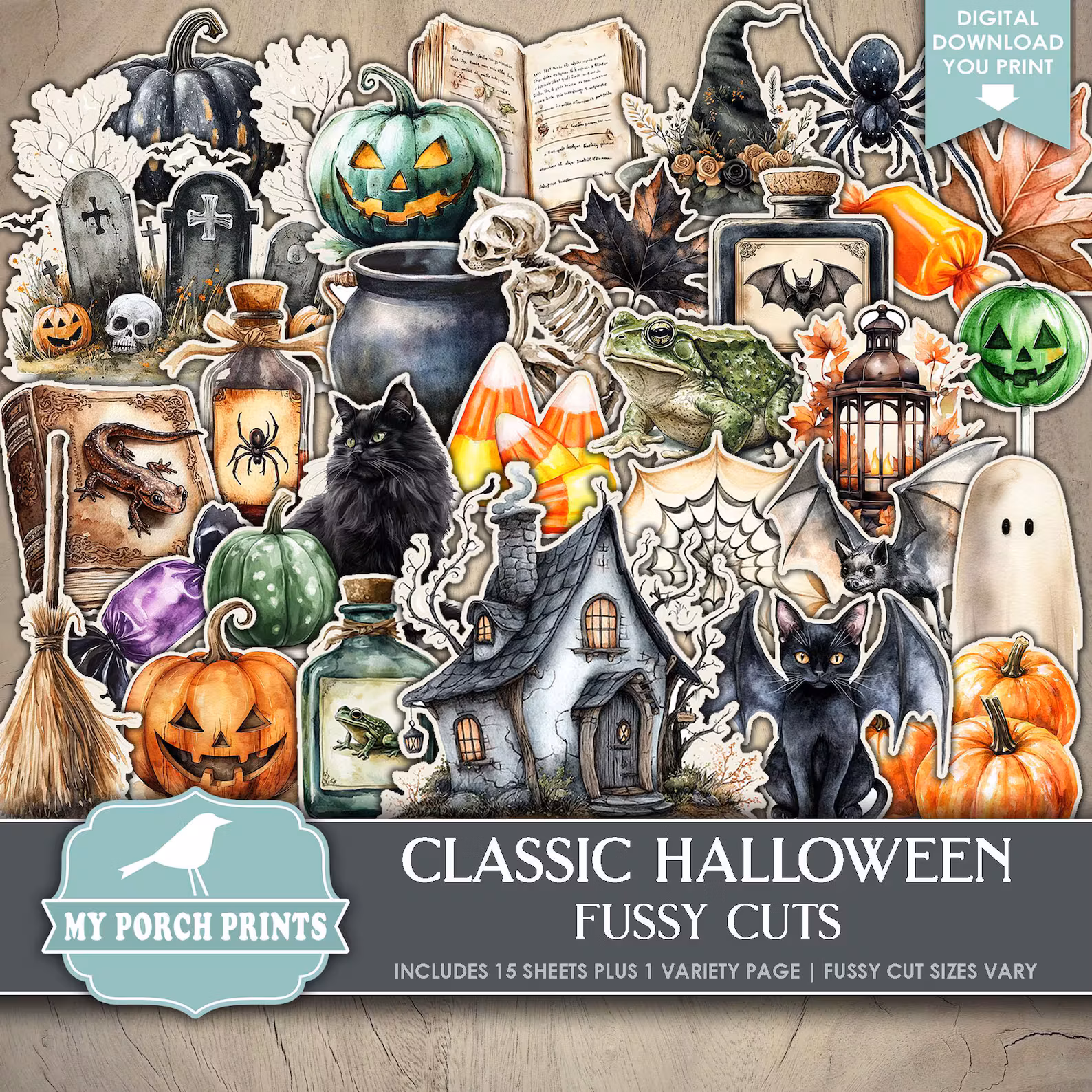 Halloween FUSSY CUTS, Junk Journal